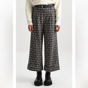 Lili Sidonio by Molly Bracken side zip houndstooth plaid wide legs pants size S